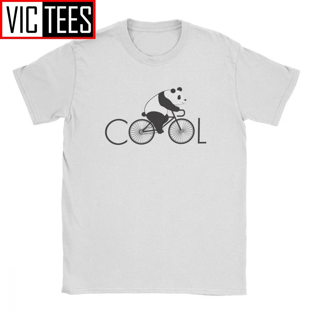 Cool Panda Riding On Bicycle Cycling Men Tshirt Chinese Cartoon Cute Animal Casual T-Shirt Cotton Gift