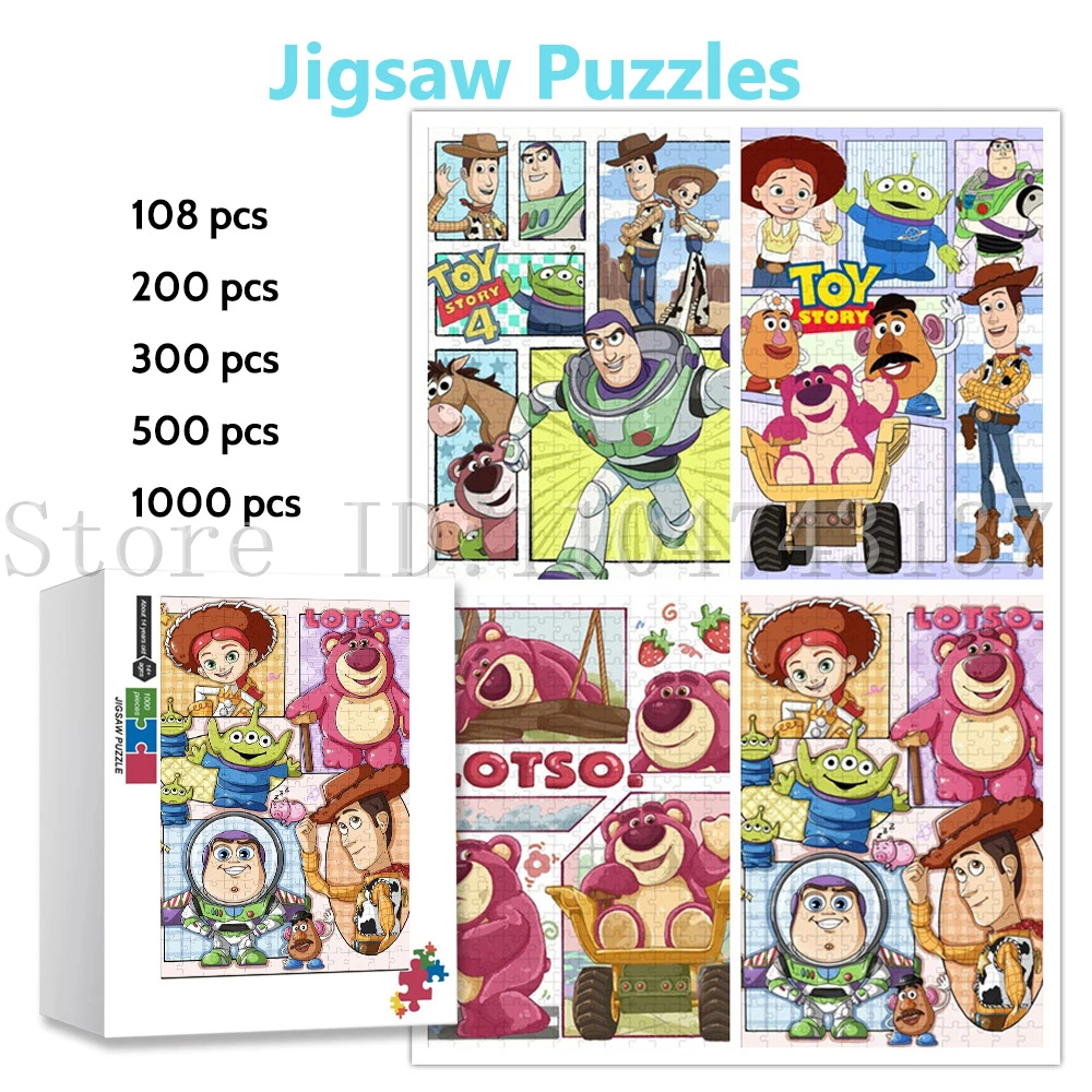 Disney Toys Story Puzzle Cartoon Buzz Lightyear Sherif Woody Puzzle per bambini Gioco educativo di intelligenza Giocattoli