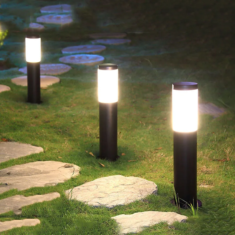 Stainless Steel Outdoor Lantern Pathway Light with E27 Bulb Fence Floor Lamp Columns Pathway Light Deck Garden Bollard Light