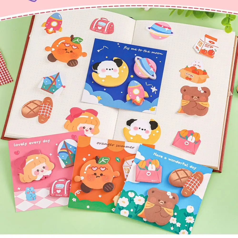 Cute Paper Cartoon Combination Sticky Notes Colorful Cartoon Messages Special Shaped Sticky Notes Pasted Leave Messages