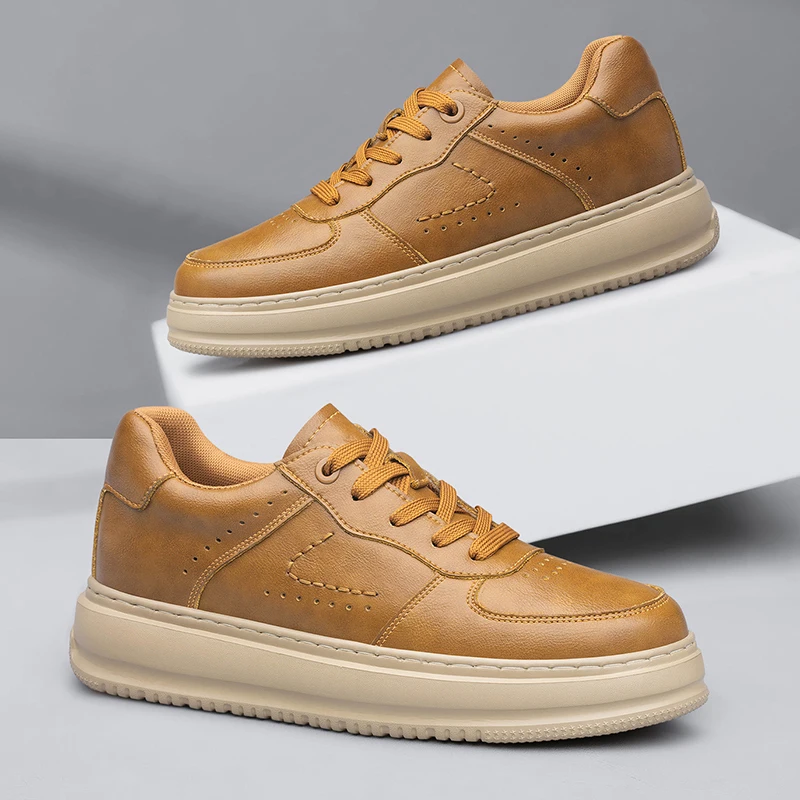 

Мужская кожаная обувь из воловьей кожи, увеличивающие рост стельки, кроссовки с подъемом 5 см, большие размеры 37-45