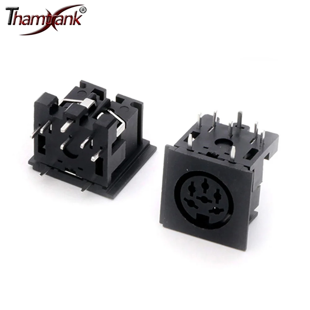 100pcs/lot 6Pins DIN Female Jack PCB Panel Mount Right Angle / 90 Degree 6Pins Female DIN Jack Socket Chassis Terminal