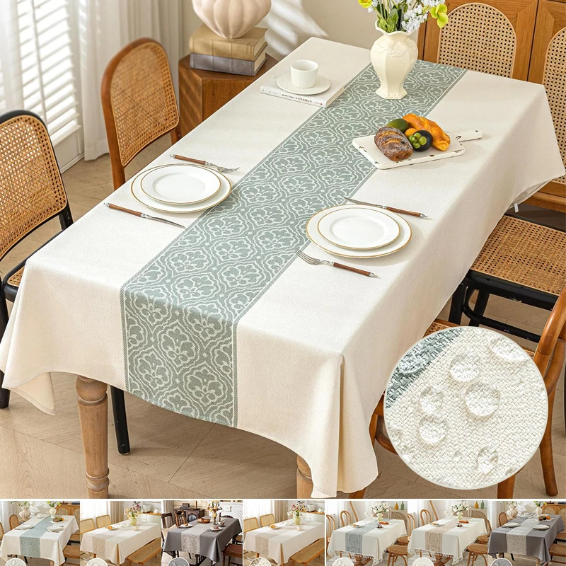 

New Thick Imitation Cotton Linen Waterproof and Oil Resistant Rectangular Tablecloth for Dining Coffee Table Kitchen Room Decor