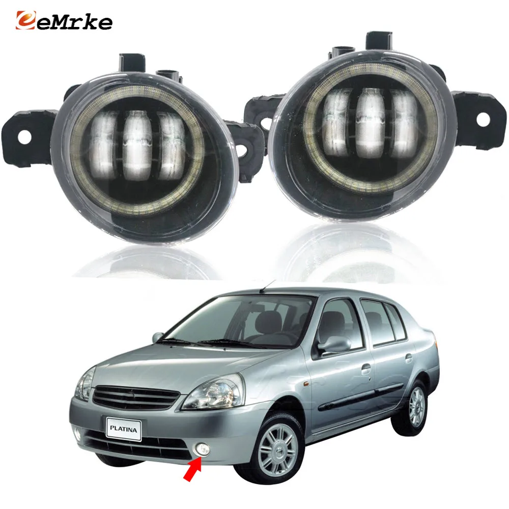 Pair LED Fog Lights for Nissan Platina 2002 2003 2004 2005 2006 2007 2008 Car PTF with Lens Angel Eyes Daytime Running Light DRL