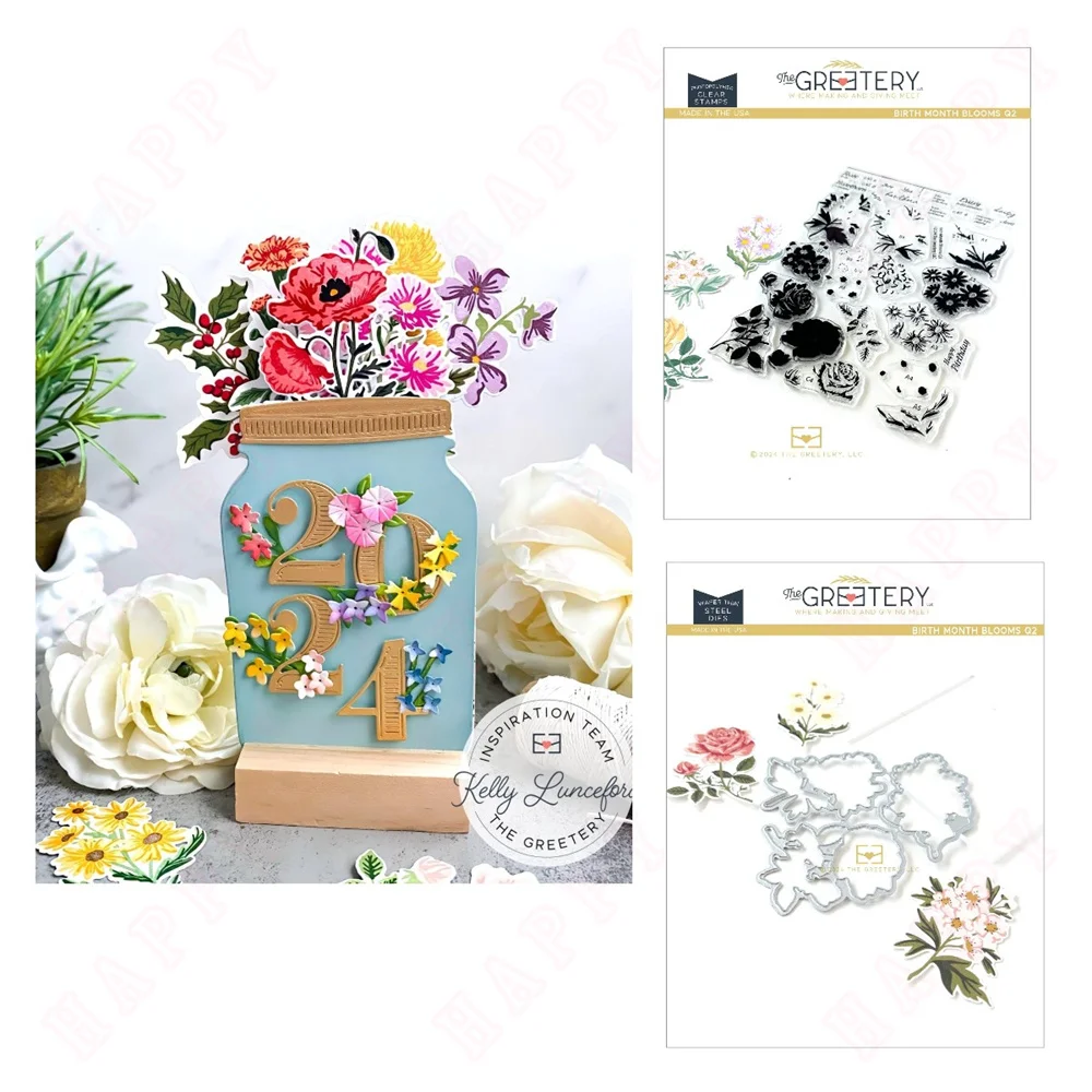 

Birth Month Blooms Q2 Die 2024 New Metal Cutting Dies Stamp for DIY Craft Making Greeting Card Scrapbooking Decoration Embossing