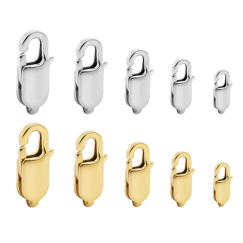 10pcs High End Quality Gold Stainless Steel Lobster Clasps Hooks End Connector for DIY Bracelet Necklace Jewelry Making Supplies