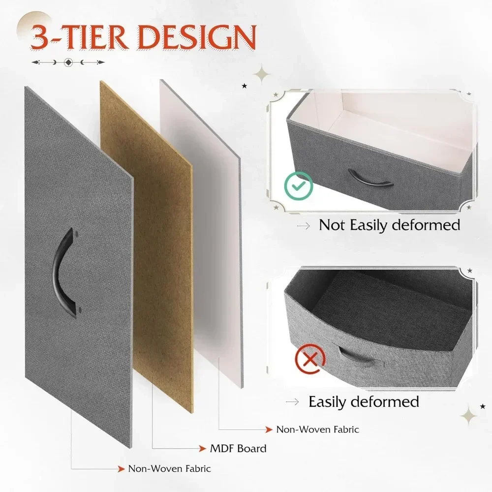 For Dark Grey Chest of Drawers in the Bedroom Furniture Easy Pull Handle Dressers for Bedroom 11-Drawer Dresser  Table Vanity