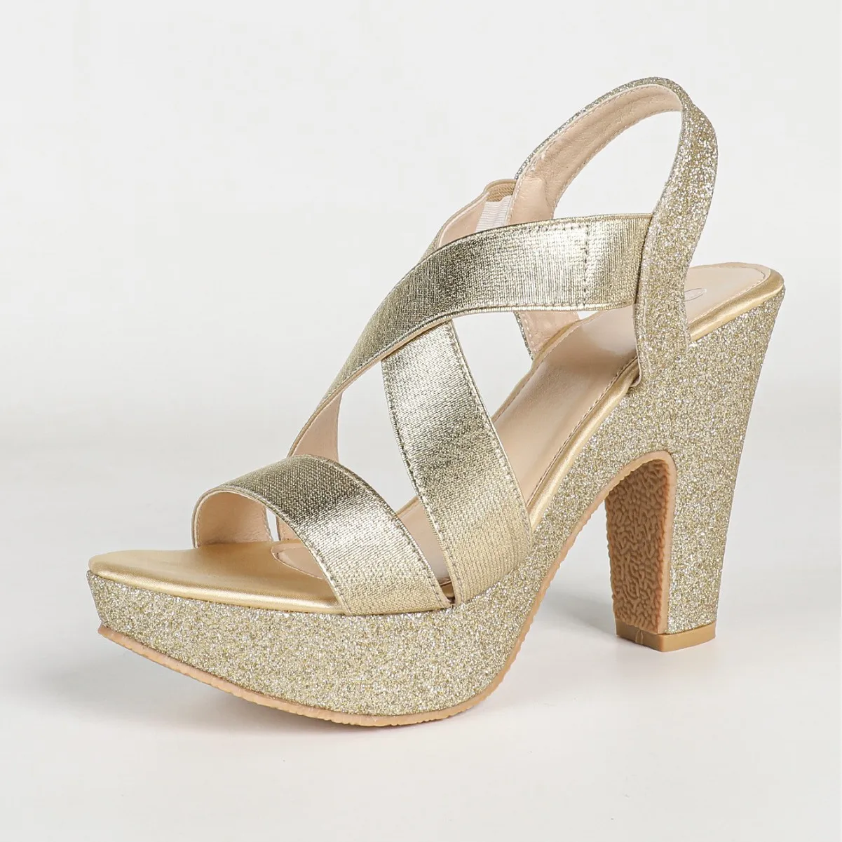 Womens Sparkly Platform Dress Sandals for Women Chunky Block Heel 3. Inch High Heels Open Toe with Strap for Women Comfortable