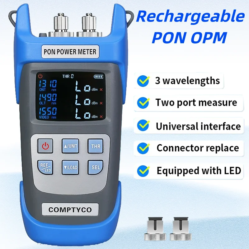 

COMPTYCO Rechargeable AUA-C330U/AUA-C330A PON Optical Power Meter 1310nm/1490nm/1550nm PON OPM 2.5mm Universal Interface