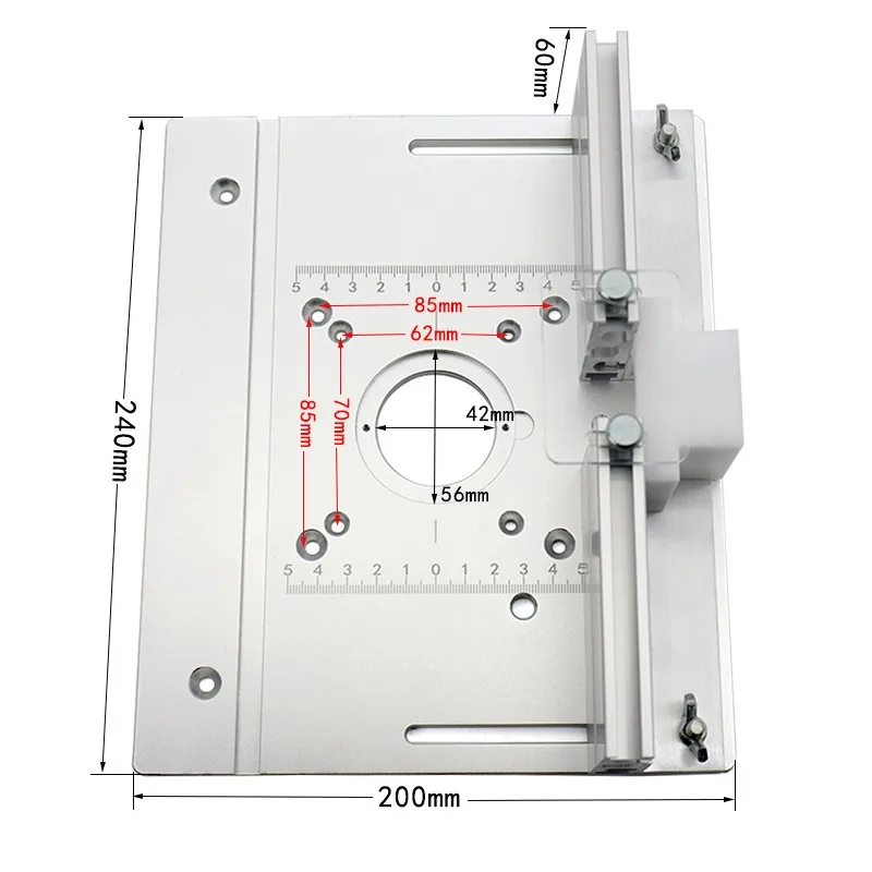 Aluminum Router Table Insert Plate Woodworking Trimmer Flip‑Over Mount Plate for Engraving Chamfer Grooving