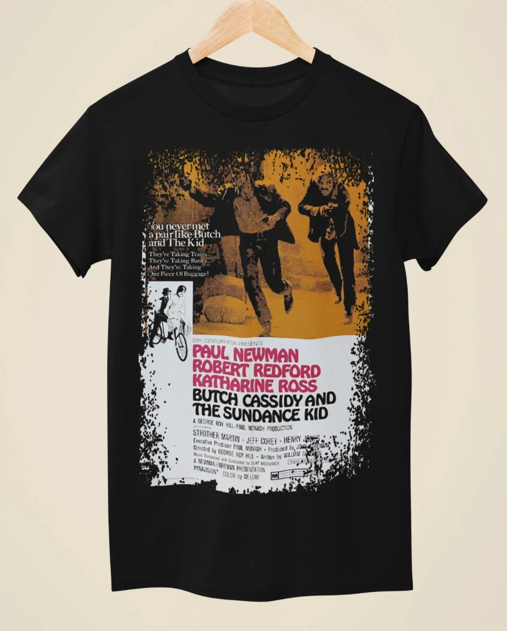 

"Butch Casino Kid" Western Movie Poster - Casual Retro Style - Unisex Pure Cotton All-Season Base Layer t shirt men