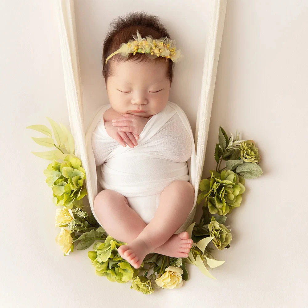 0-1 bulan properti fotografi bayi baru lahir katun kain kasa bayi selimut bedong lembut foto bayi aksesori foto Headflower dapat disesuaikan