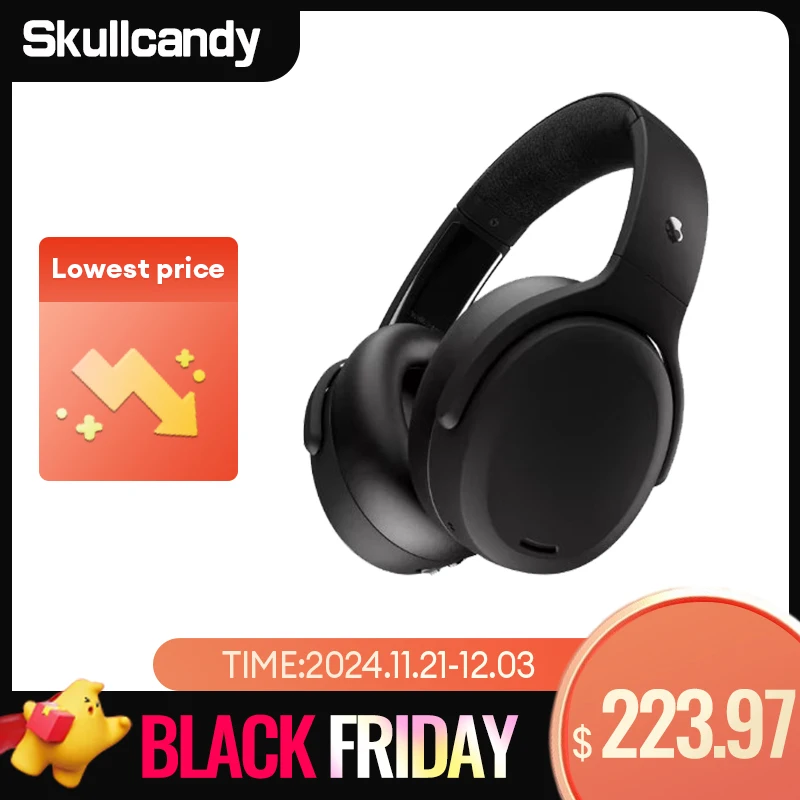 Original Skullcandy Crusher ANC 2 Bluetooth Headset Noise Reduction Headphones Smart Mic Bass Large Capacity Battery Earphones