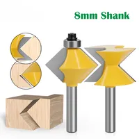 2pcs SET 8mm Shank 90 Degree V design Tingue Groove Edge Banding Router Bit Set Plate Splicing Woodworking Milling Cutter