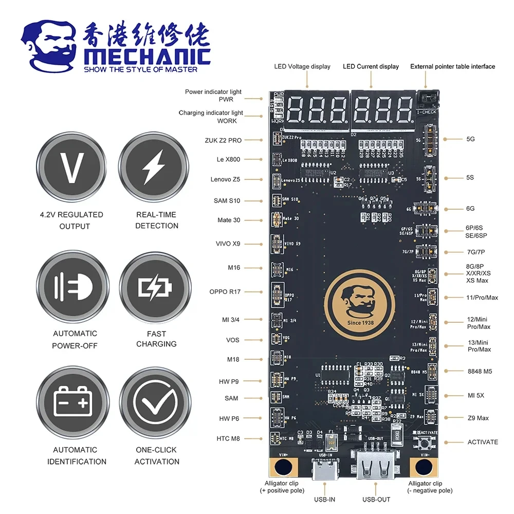 MECHANIC BA27 BA19 BA33 Battery Activation Board Suitable for IPhone 5-15PM Android Repair Battery Test Activation Board Tool