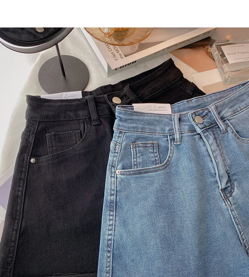 

Korean Style New High-Waisted Slimming Denim Shorts For Women Casual Loose Fit Wide Leg Pants Summer Heat Pants Simple Style