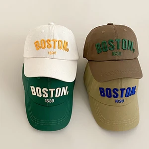 レター刺繍キッズ野球帽ソリッドカラーヒップホップスナップバックハットボーイガールピークキャップ夏夏の調整可能な子供の帽子 8ベストセールスキャップガール-2