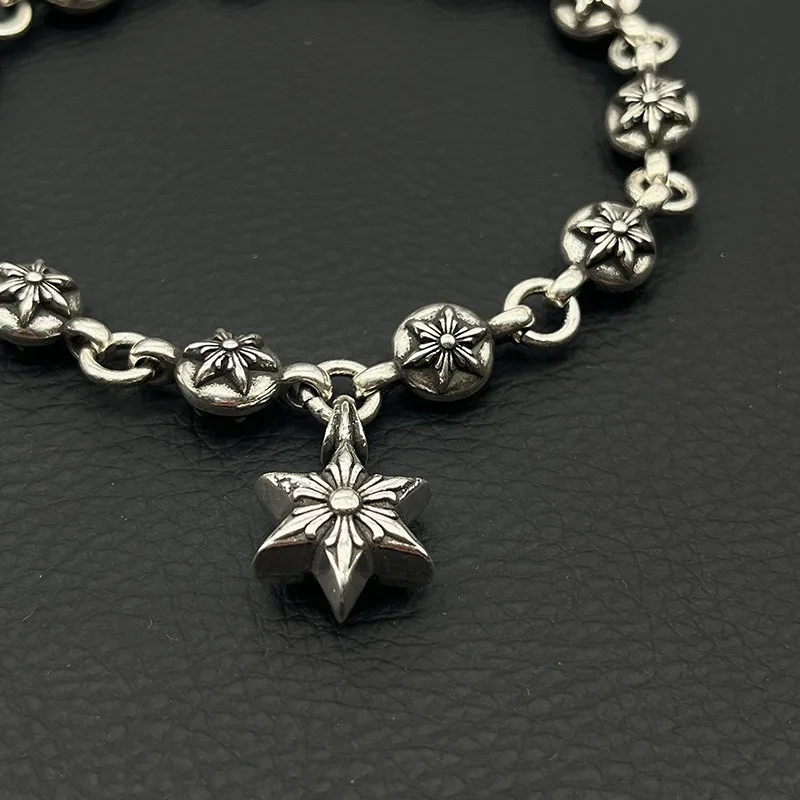 Premium Retro Hexagram Ball Bracelet with Hexagram Pendant for Men and Women Domineering Gothic Classic Old