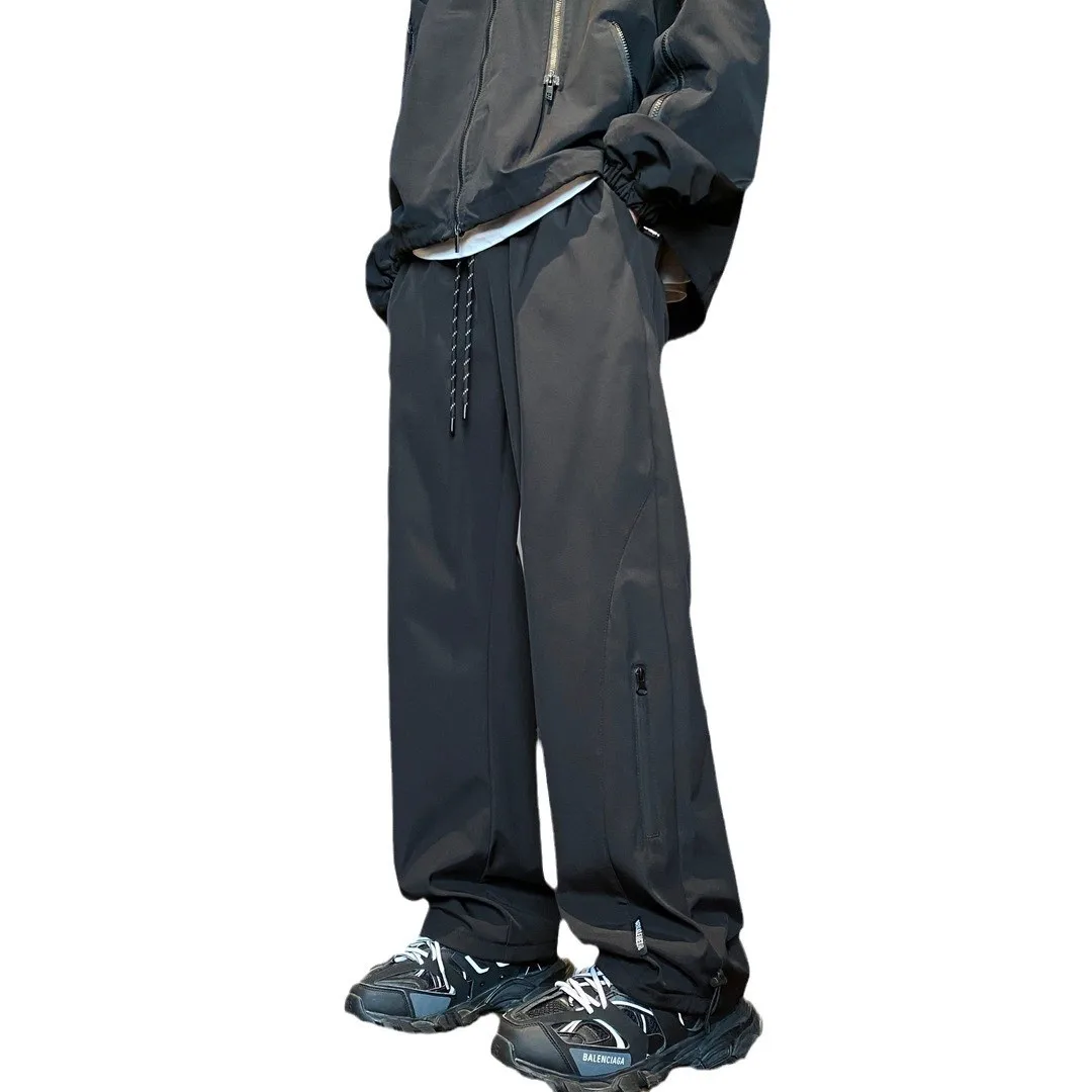 남성용 겨울 플러스 벨벳 두꺼운 방한 지퍼 방수 하이킹 팬츠 루즈 스트레이트 캐주얼 바지