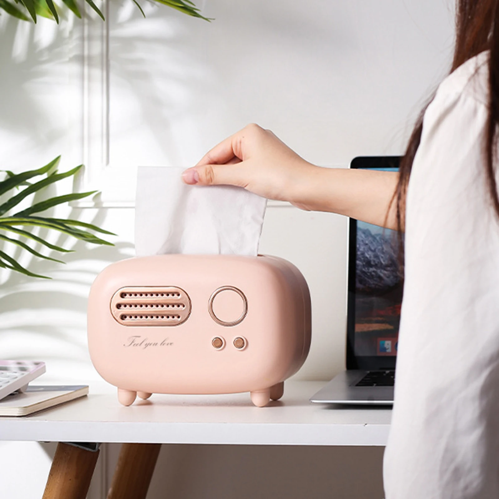 Tissue Box Holder Modern Exterior Design  For Bathroom, Vanity Countertop, Tabletop, Car, Griege