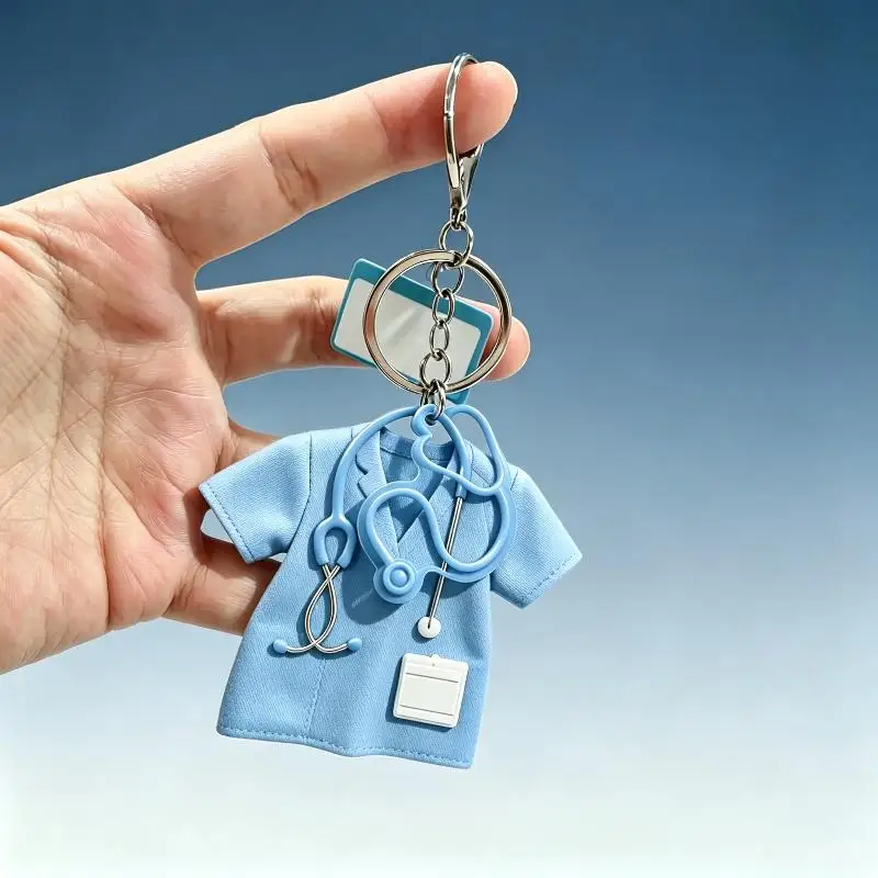 Schlüsselanhänger mit Stethoskop-Design, 2D-Flachdesign, Deko-Geschenk für Krankenschwestern, Ärzte und Personal, Alltags-Ornament – Detail 10