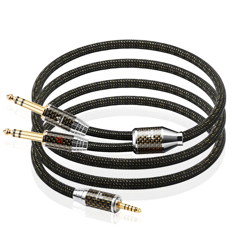 HiFi 4.4mm to Dual 6.5mm Cable for Amplifier Hi-end OCC Gold-plated 4.4mm Balance to Dual 6.5mm TRS Jack Profesional Audio Cable