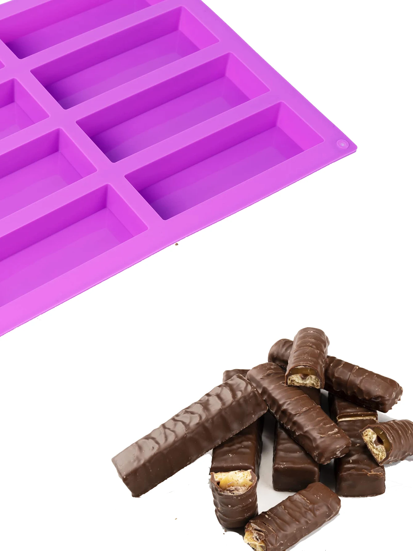 Feiskoo Rectangular Granola Silicone Mold For Baking Energy Bars, Muffins, Brownies, Cornbread, Cheesecakes, Pudding Cakes