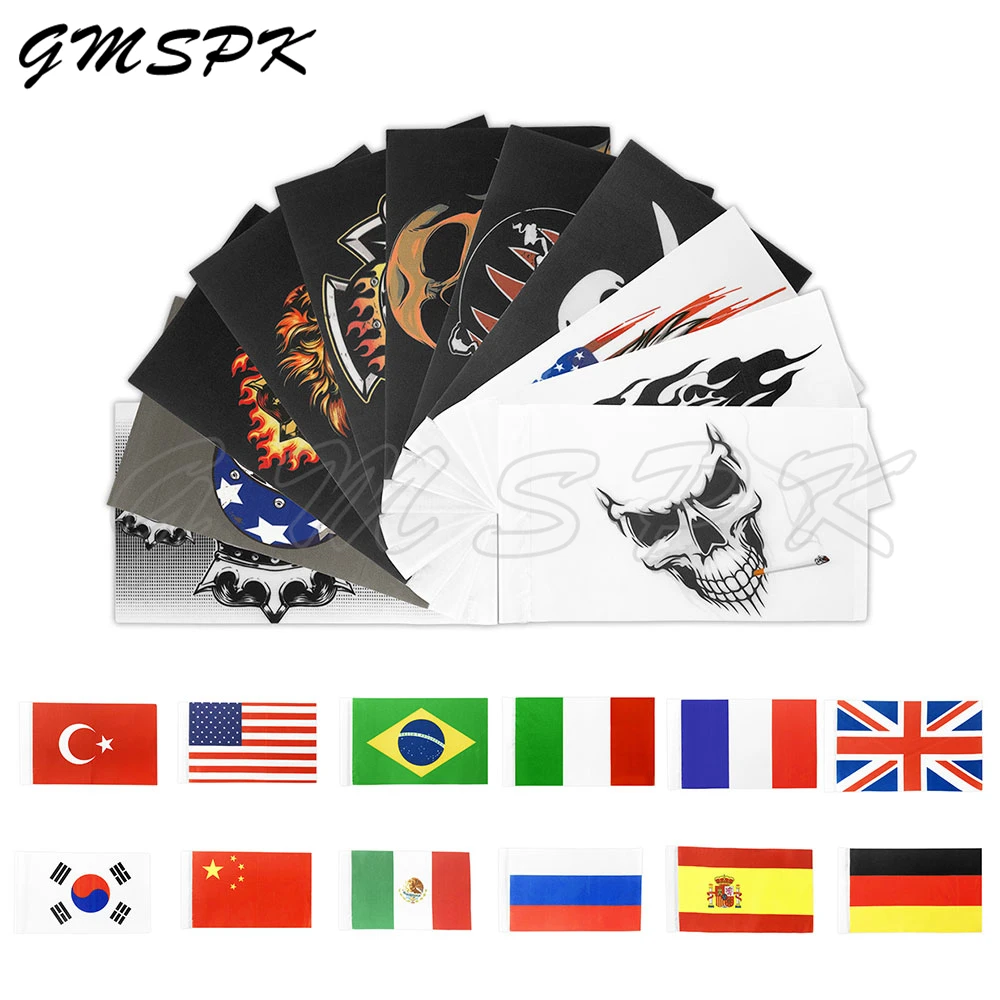 

1 PC 21*14cm Universal Motorcycle Flag Pirate Skull Eagle Nation Flag Luggage Rack