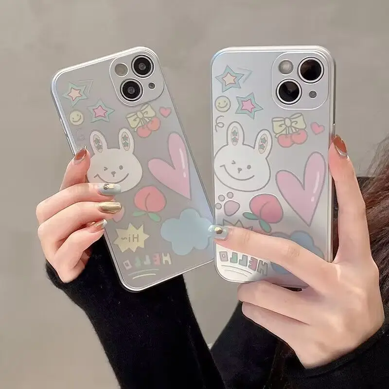 2023 INS Shockproof Phone Case For iPhone 15 14 13 12 11 Pro Max XS XR 7 8 Plus New Graffiti Creative Rabbit Blink Pattern Cover