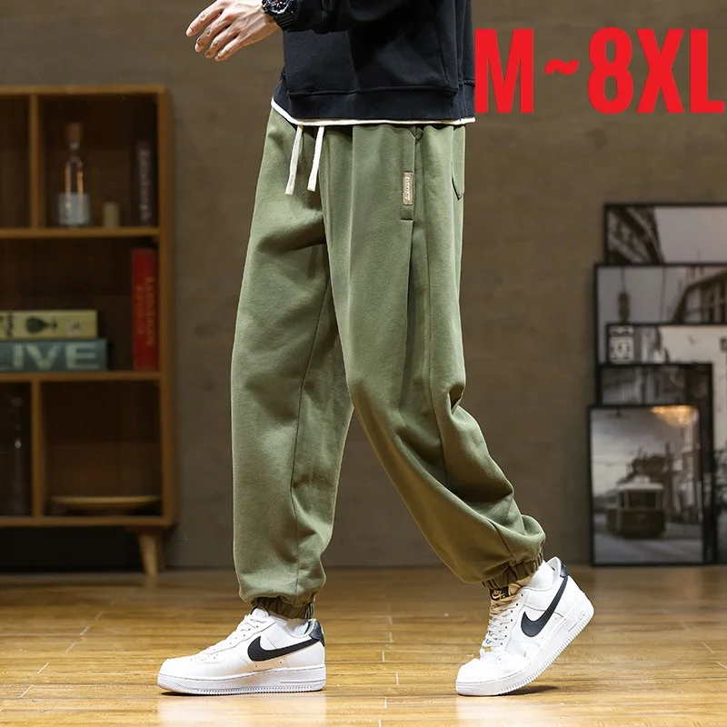 2024 New in Spring Sweat Pants Men Loose Drawstring Jogger Sports Trousers Male Autumn Big Size Casual Sweatpants Plus Large 8XL