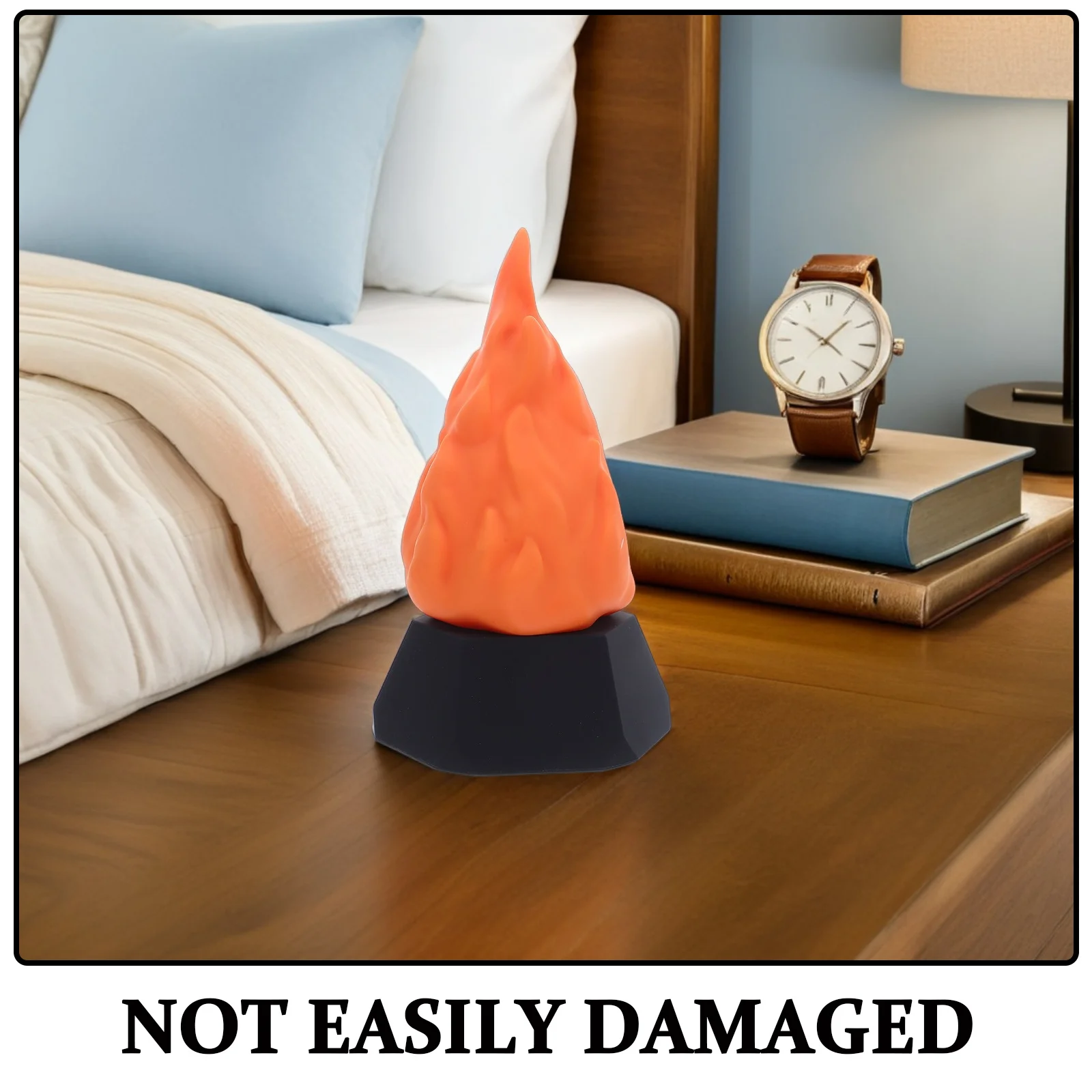 Fake Fire Night Light USB Rechargeable Flickering Flame Lamp 3 Adjustable Modes Realistic Flame Effect for Halloween Camping