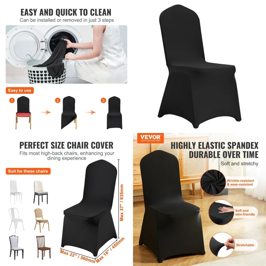 

VEVOR Strh Spandex Folding Chair Covers Universal Fitted Chair Cover Removable Washable Protective Slipcovers for Wedding Holid