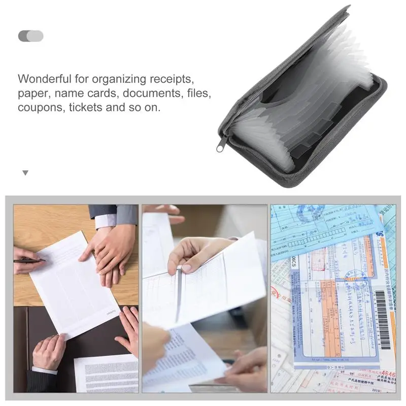 2 Buah Pengatur File Kecil Folder File Akordeon Pengatur Tanda Terima Folder Akordeon File Kantor Mini Memperluas Folder File Ritsleting