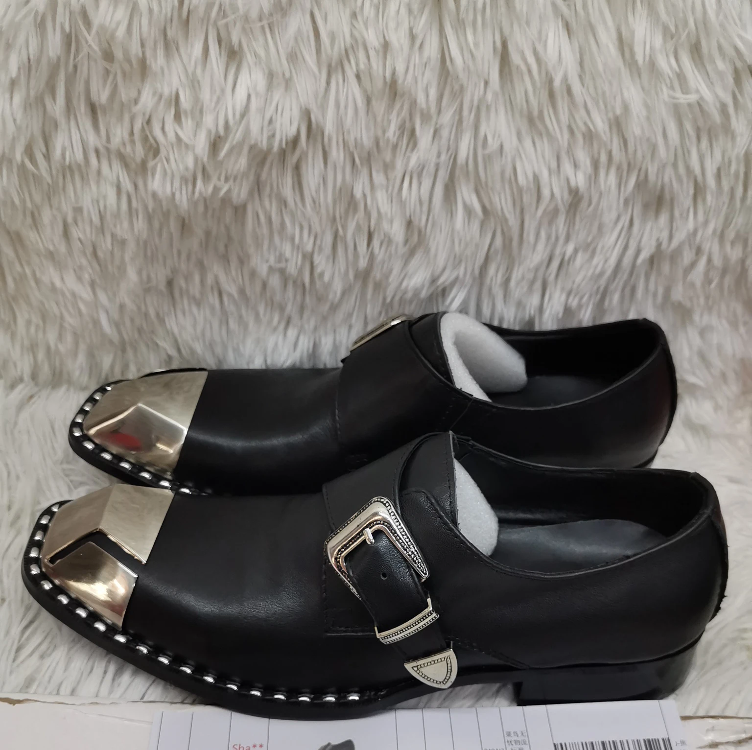 

Black Genuine Leather Men Business Shoes Luxury Design Metal Toe Buckle Flat Shoes Handmade Oxfords Party Wedding Shoes