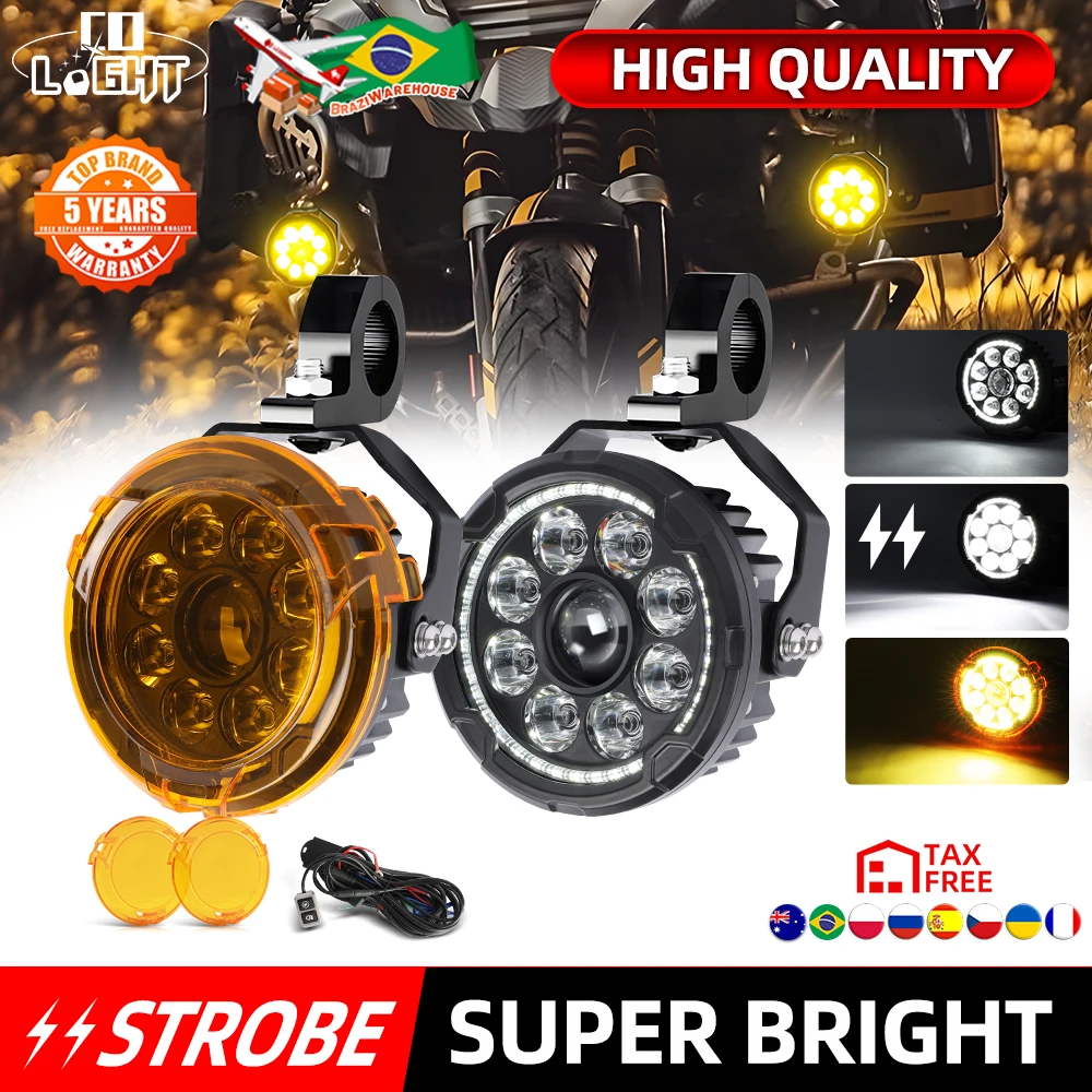 CO LIGHT Motorcycle LED Driving Work Light 5inch DRL Strobe High Low 12V For BMW R1200GS LC ADV R1250GS F900R R9T off-road use