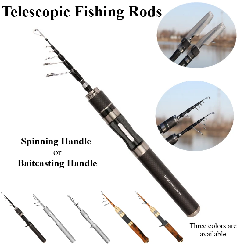 ulミニチュアルアーロッド-カーボンファイバー-スピニングまたはベイトキャスティングハンドル-テレスコピックフィッシングロッド-ミニフックマウスロッド-ガイドリング付き