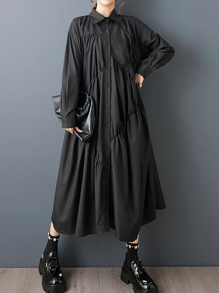 Amax LuluE Europeo 2026 Soild Vintage Abiti Allentati Delle Donne Primavera Classico Abiti Lunghi Delle Signore di Modo Casual Abiti Eleganti