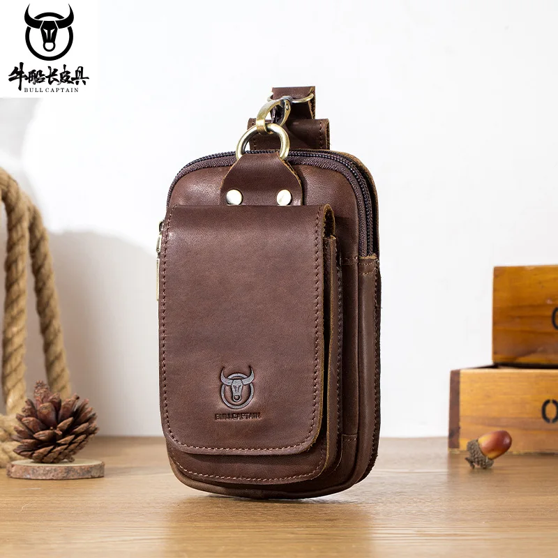 

Мужская поясная сумка из натуральной кожи с верхним слоем из вощеной кожи, поясная сумка для мобильного телефона 4,5 и 5 дюймов с крышкой, сумка с магнитной пряжкой