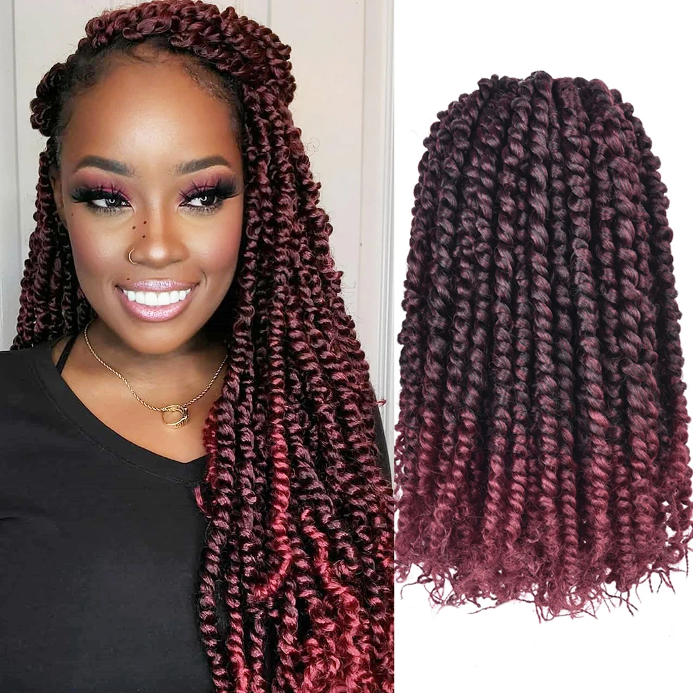 14 Inch Synthetic Passion Twist Crochet Hair for Black Women 1 Pack Pre-twisted Bomb Spring Twists Pre-looped Crochet Braids