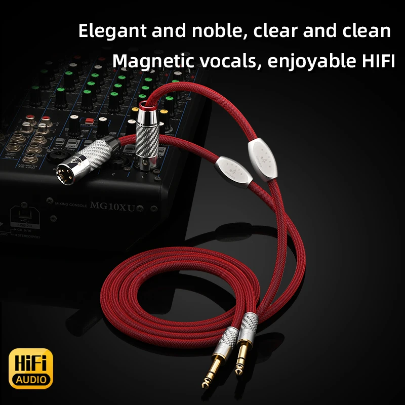 كابل صوت ATAUDIO HiFi 6.5 إلى XLR فضي نقي عالي الجودة مزدوج 6.5 مم TRS إلى 2XLR 3Pin قابس متوازن لميكروفون مكبر للصوت