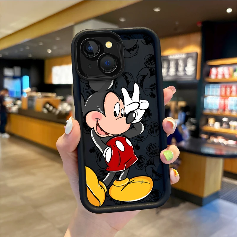 Funda de silicona antideslizante con dibujos animados de Mickey y Minnie Disney para iPhone, 15, 14, 13, 12, 11 Pro Max, 15, 14, 8, 7, 6 Plus, 8, 7, 6