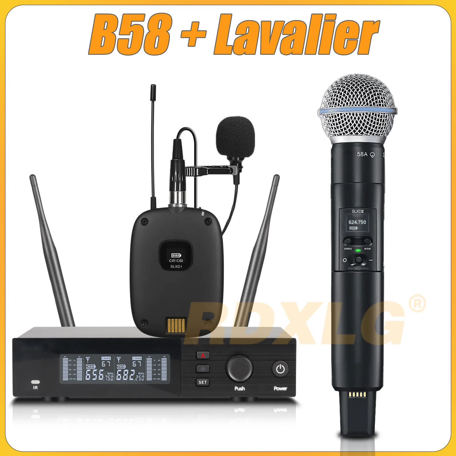 Topkwaliteit! SLXD4 Professionele dubbele draadloze microfoon Stage Performance 2 kanalen 600-699 MHz UHF Karaoke Metal Handheld SLXD2
