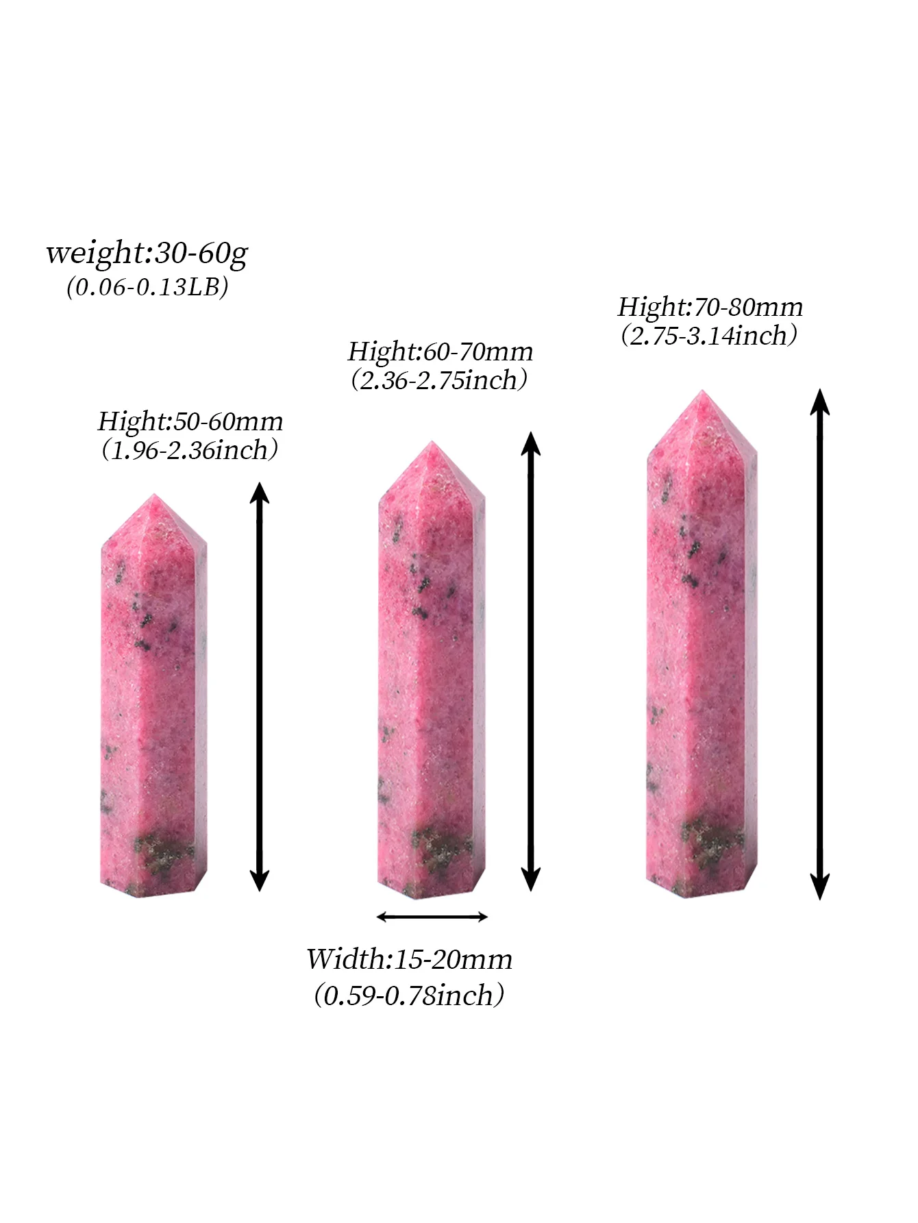 1PC Natural Rhodochrosite Crystal Point Reiki Healing Stone Hexagonal Prisms Obelisk Wand Tower Energy Meditation Gift