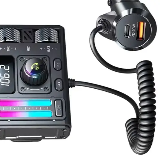 

Car -Bluetooth 5.3 FM Transmitter Music Player Wireless Adapter 87.5-107.0MHZ CVC/DSP Noise Cancellation QC18W PD20W