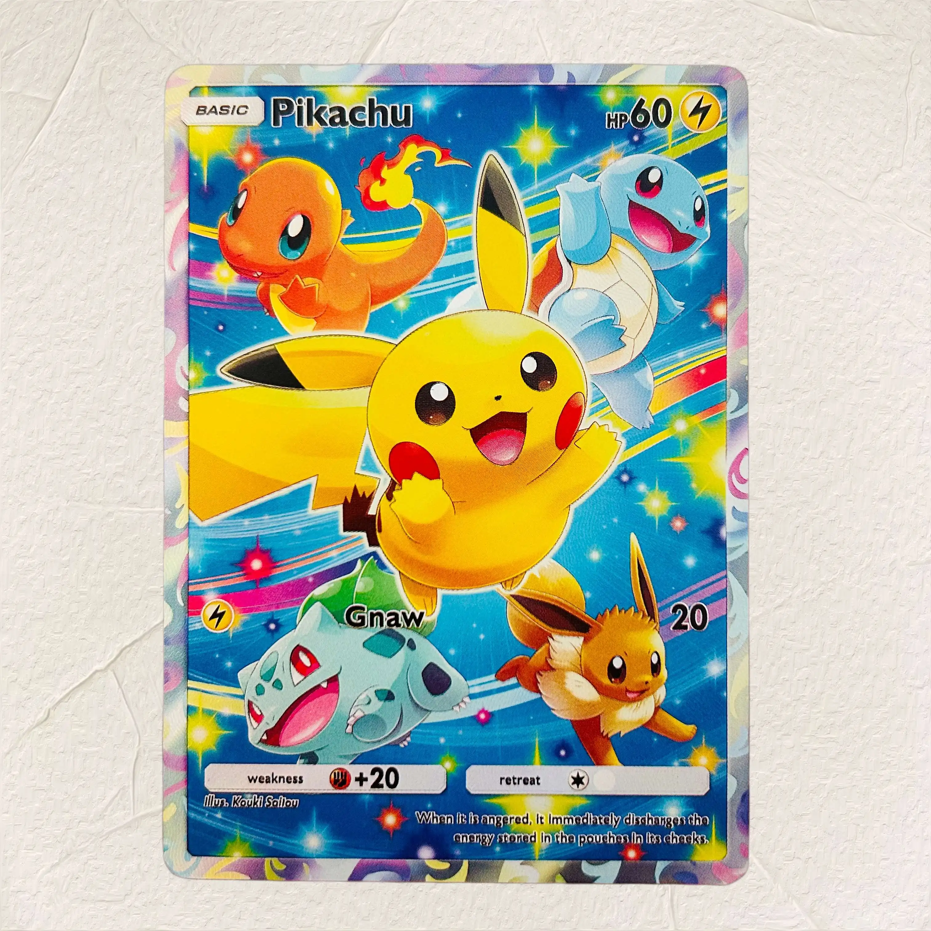 

DIY Pokemon Pikachu Holographic Texture Cards English Version Perfect Condition Classic Anime Collectible TCG