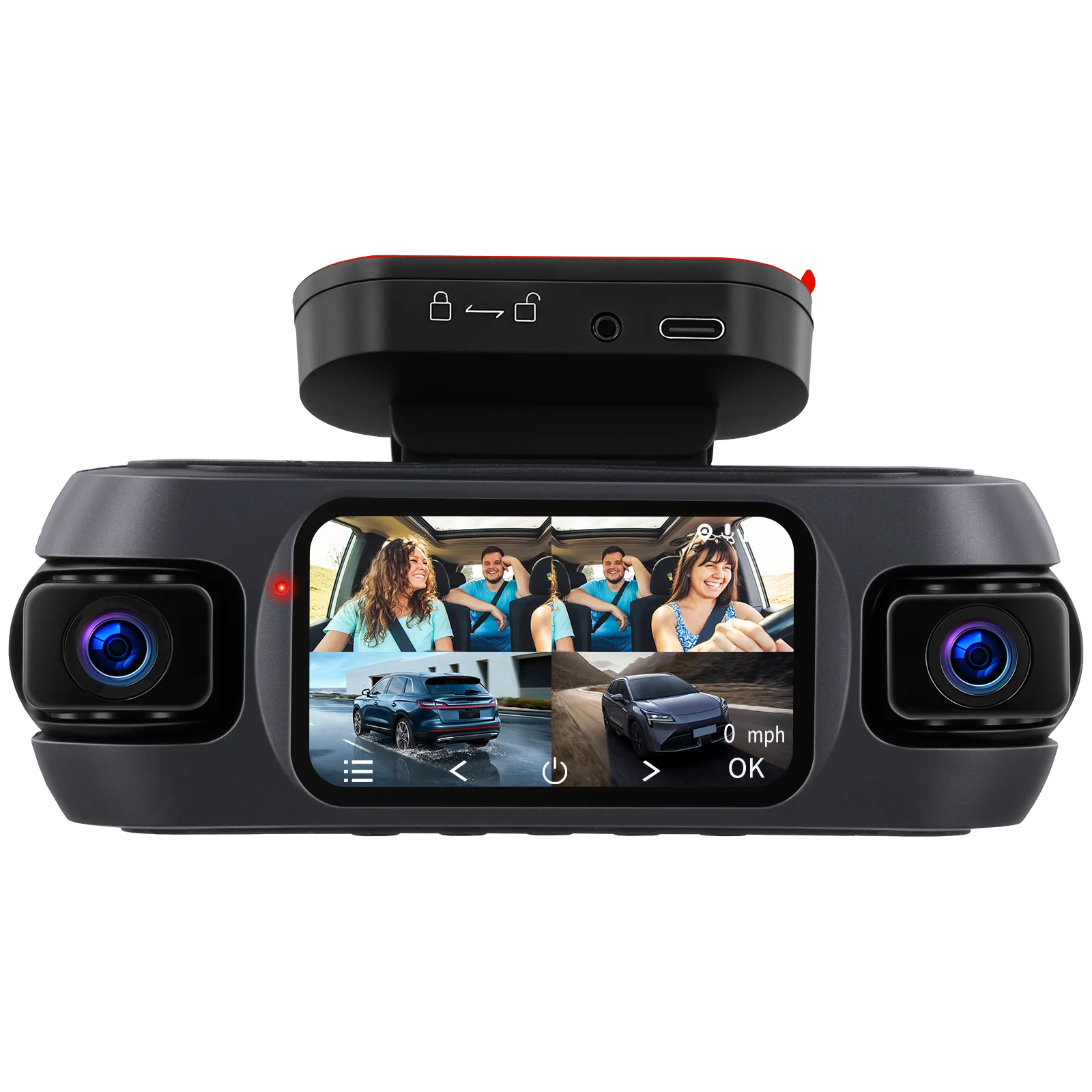 Podofo 3-calowy samochodowy rejestrator DVR, kamera samochodowa 1080P, czarna skrzynka samochodowa, 4 kamery, 4-kanałowy rejestrator jazdy 360 stopni, czujnik grawitacyjny, rejestrator jazdy z — 2