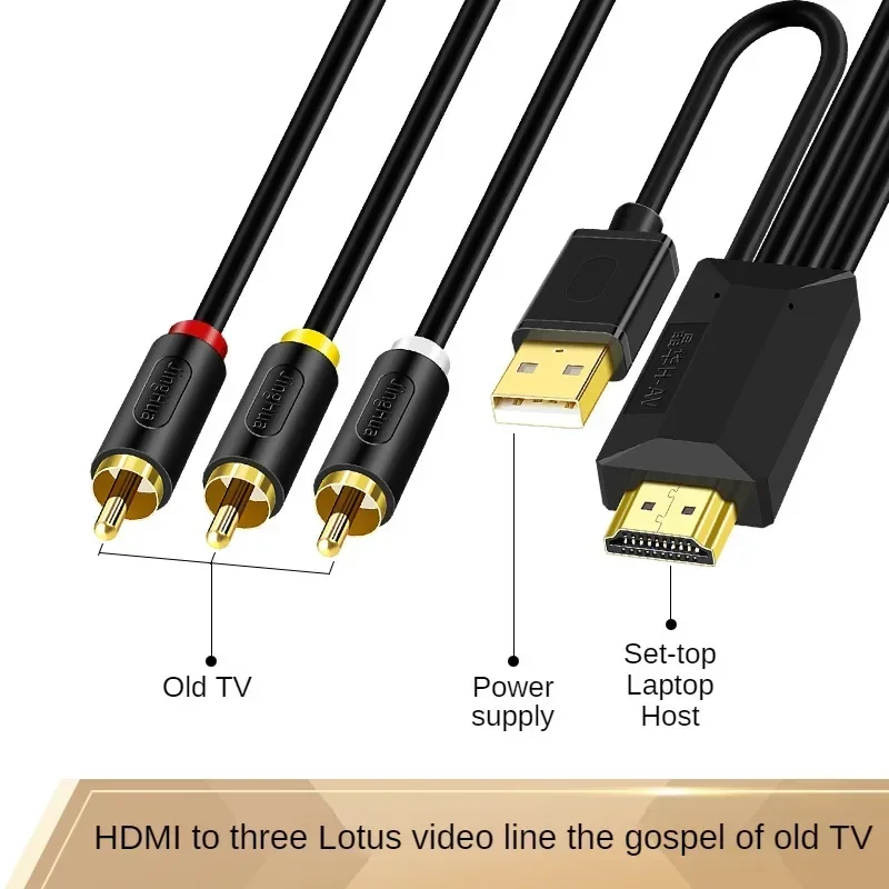 HDMI to RCA Cable, 1080P 60Hz Audio Video Converter, Plug & Play, Gold-Plated, for Old TV, DVD, VCD