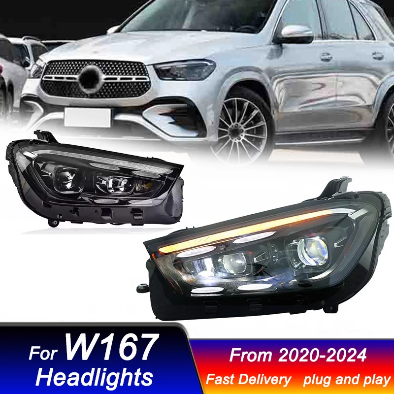 

Автомобильные светодиодные фары для Mercedes-Benz GLE W167 2020-2024 новый стиль светодиодные DRL динамические сигнальные фары передние фары в сборе