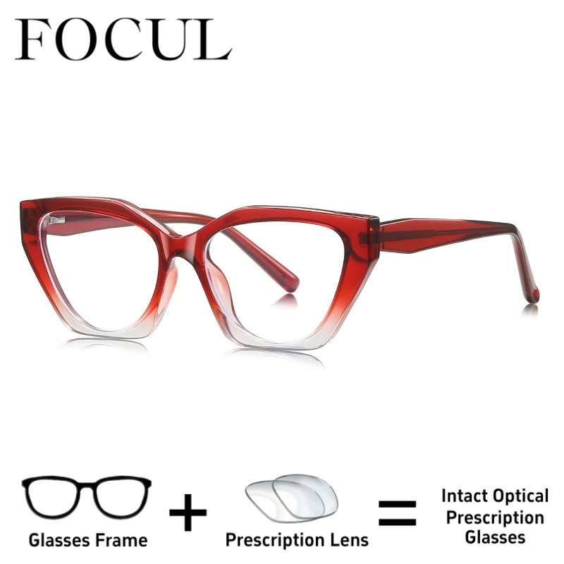 

FOCUL Women Casual Style Clear Vision Anti Blue Ray Glasses Photochromic Myopia Eyeglasses Custom Prescription Optical Eyewear
