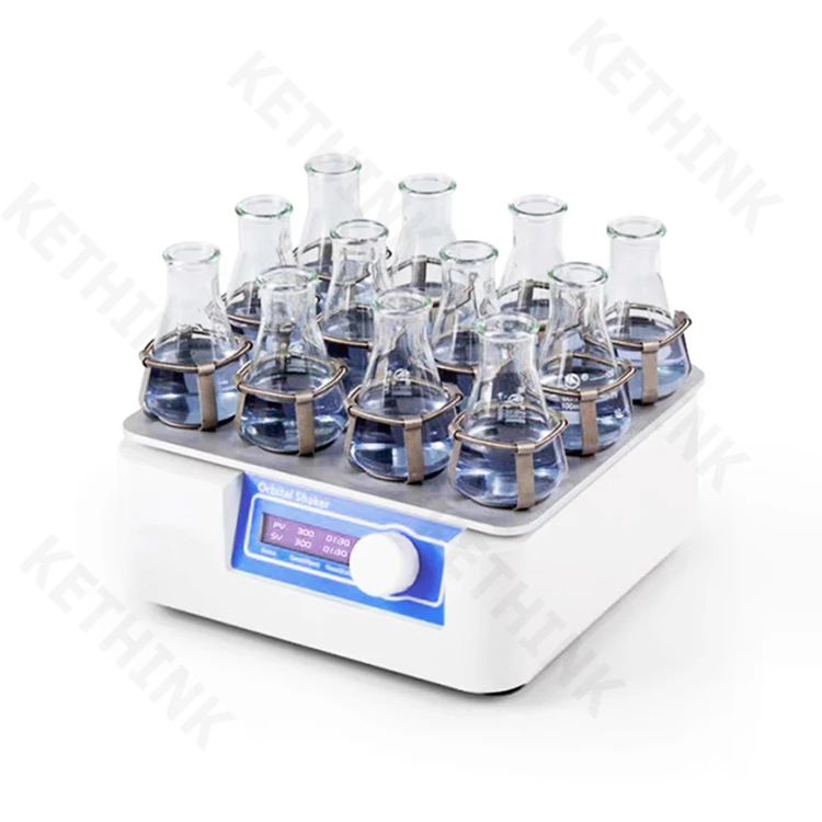 Agitador Orbital de 50-300 rpm para Frascos/Crisoles/Pastillas de Petri KETHINK KT-MPS-10, Oscilador de Laboratorio con Soporte de Resorte para Frascos Erlenmeyer